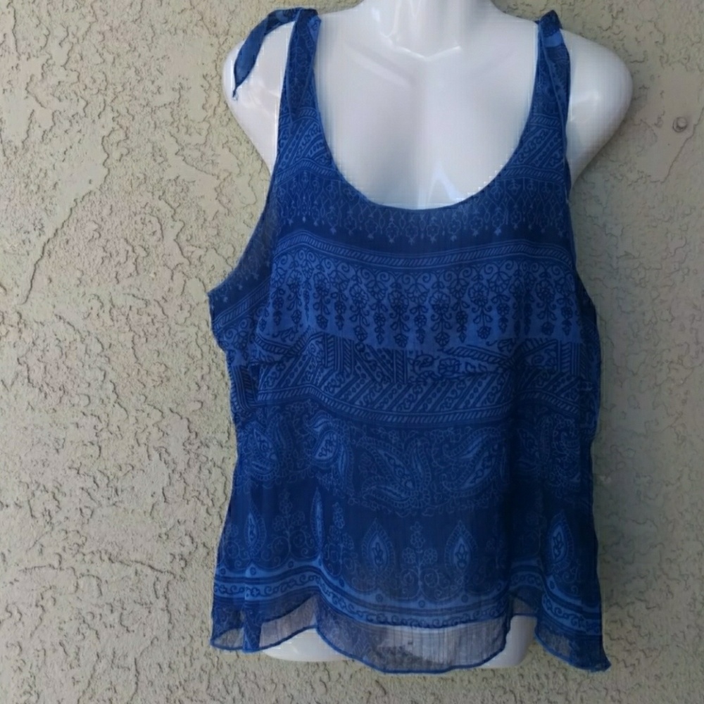 Converse double layer tie shoulder flowy tank top